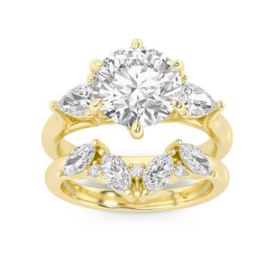 Lumina Lab Grown Round Diamond Engagement Ring with the Annabella Wedding Band | 14K Yellow Gold 2 5/8 ct. tw.
