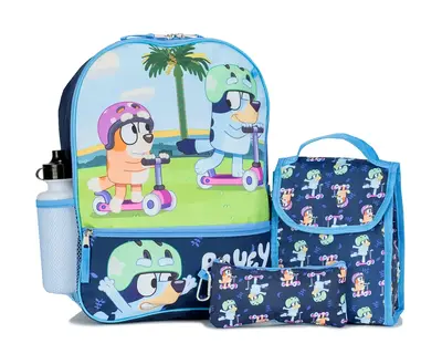 Kids Disney Bluey and Bingo Backpack with Lunch bag and Accessories Set, Navy