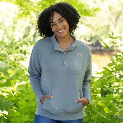 Animal Fun Snap Cadet Pullover - Cat & Moon - 2X