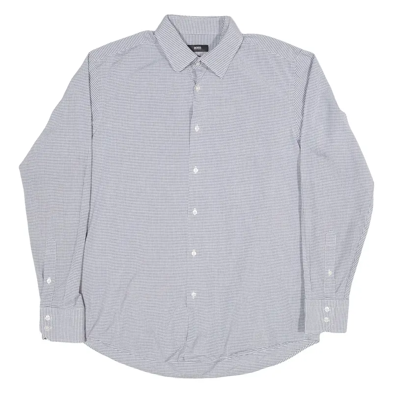 BOSS Mens Shirt Black Check Long Sleeve L