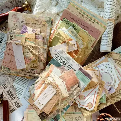 Random Color Vintage Post Office Themed Paper Materials, 100pcs/set Vintage Scrapbooking & Stamping Paper, Diy Crafting Decor...