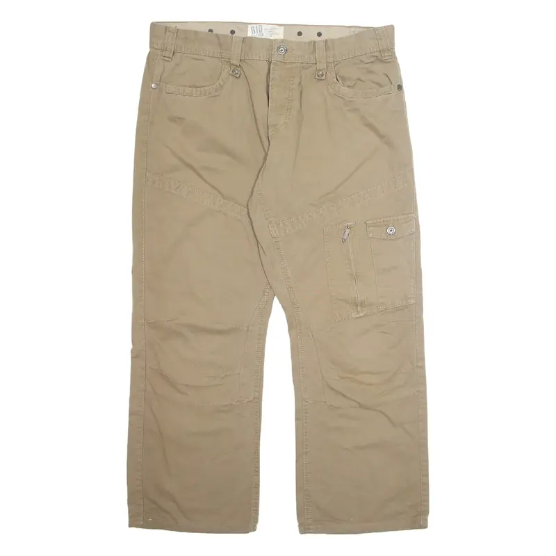 BIO Cargo Mens Trousers Beige Regular Straight W40 L28