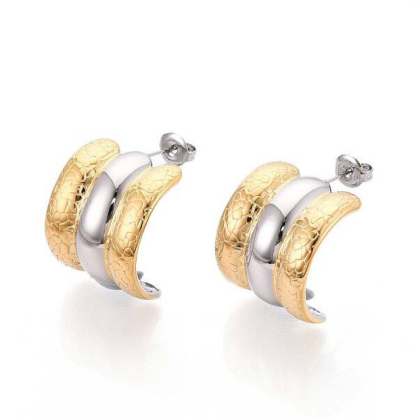 304 Stainless Steel Two Tone Stud Earrings