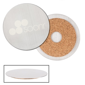 100 Promotional Stainless Steel Round Beverage Coaster - Brushed ...