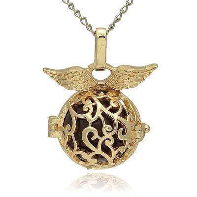 Golden Tone Brass Hollow Round Cage Pendants