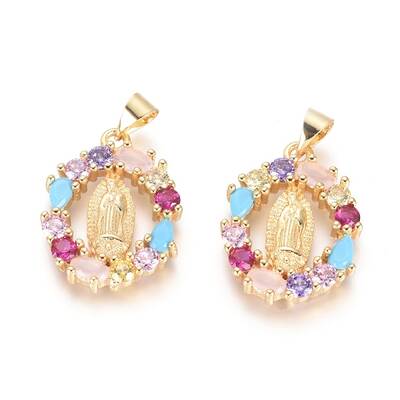 Brass Micro Pave Cubic Zirconia Pendants
