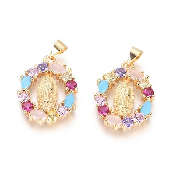 Brass Micro Pave Cubic Zirconia Pendants