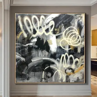 Extra Large Gray Paintings On Canvas Modern Wall Art Abstract Contemporary Art Wall Decor | NEON SIGNS