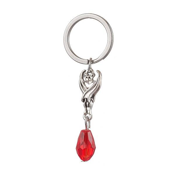 Bat Alloy & Glass Keychain