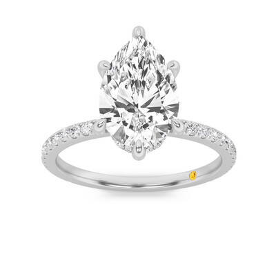 Florence Hidden Halo Pear Shape Lab Grown Diamond Engagement Ring | 10K White Gold 3 3/4 CT. TW.