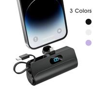Portable Power Bank for Smartphone, 5000mAh Compact Power Pack with LED Digital Display Screen, Flashlight, Stand & Build-in...