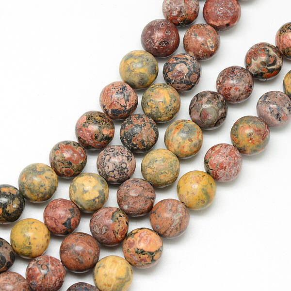 Natural Leopard Skin Jasper Bead Strands