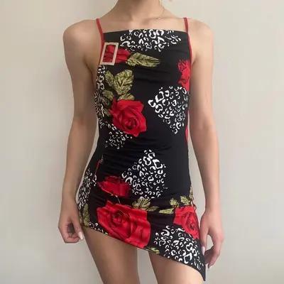 Altra Mode Floral Mini Dress - XS Black Polyester
