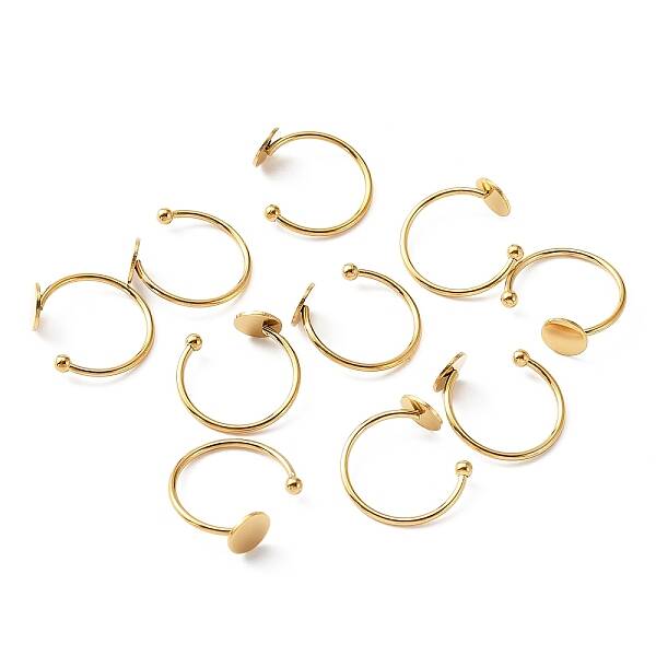 10Pcs 304 Stainless Steel Open Cuff Rings Findings