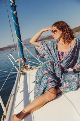 Kimono Chill - Teal Garden of Eden | Size: XS/S