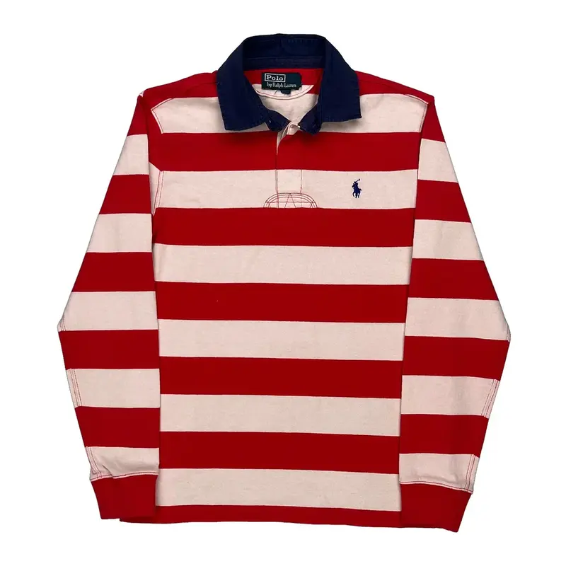 Polo By Ralph Lauren Striped Polo Shirt - Medium Red Cotton | Size: medium