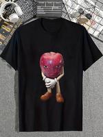100% Cotton Me Asf Apple Funny Apple With Face Meme Wapple T-Shirt Casual Short Sleeve Shirt