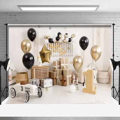 Gifts Balloon Floor 1st Birthday Cake Smash Backdrop - Aperturee