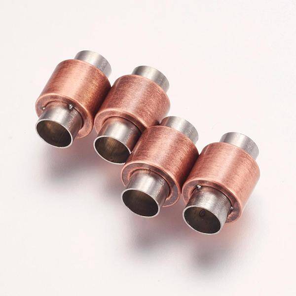304 Stainless Steel Magnetic Clasps with Glue-in Ends