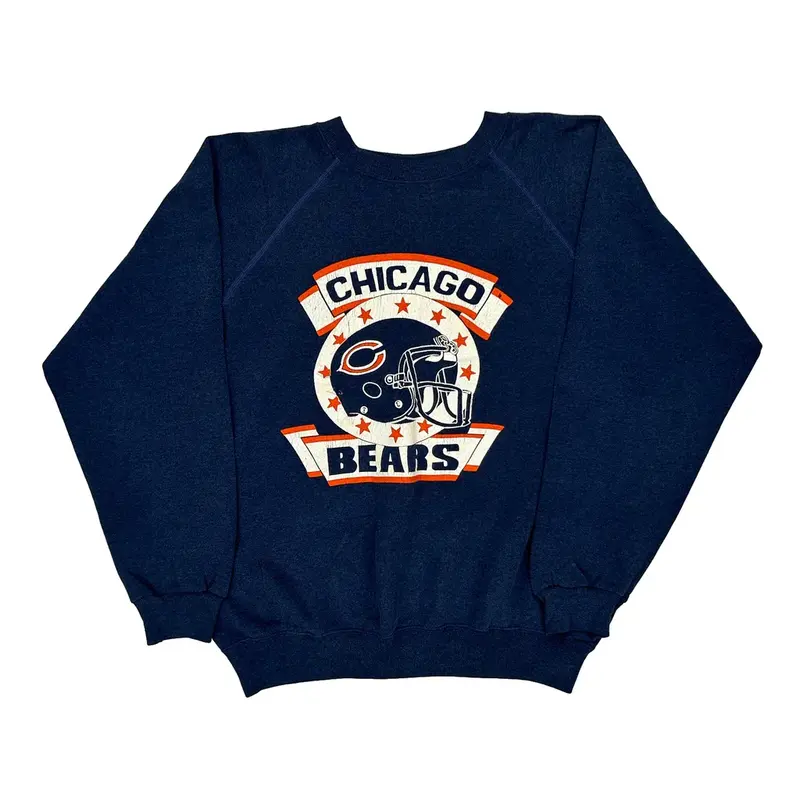 Made In Usa Chicago Bears Hanes Nfl Sweatshirt - Large Navy Cotton Blend