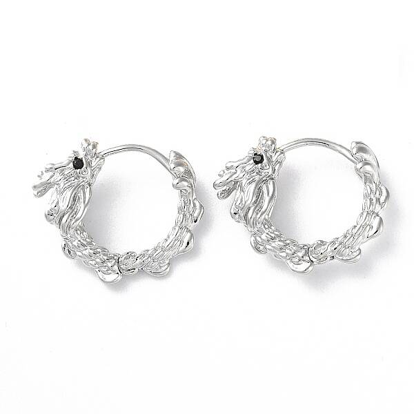 Brass Micro Pave Cubic Zirconia Hoop Earrings