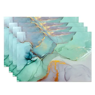 Luxury Green Gold Marble Texture Set Of 4 Placemats - Aperturee