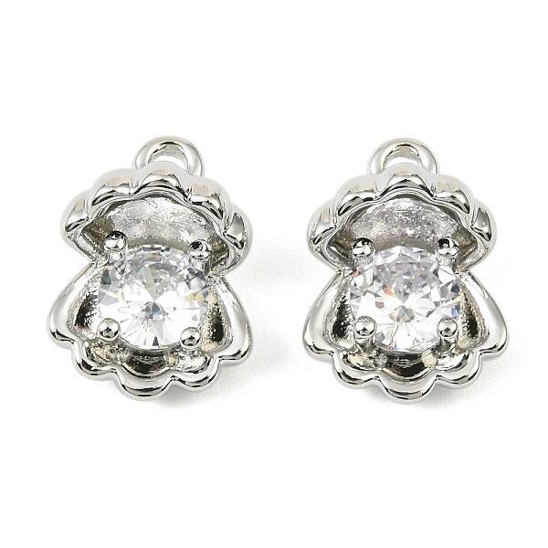 Brass Micro Pave Cubic Zirconia Pendants
