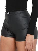 Women's Solid Color Faux Leather Shorts, Fashion Casual Shorts for Daily Outdoor Wear, Ladies Slim Bottoms for Summer, Womens...