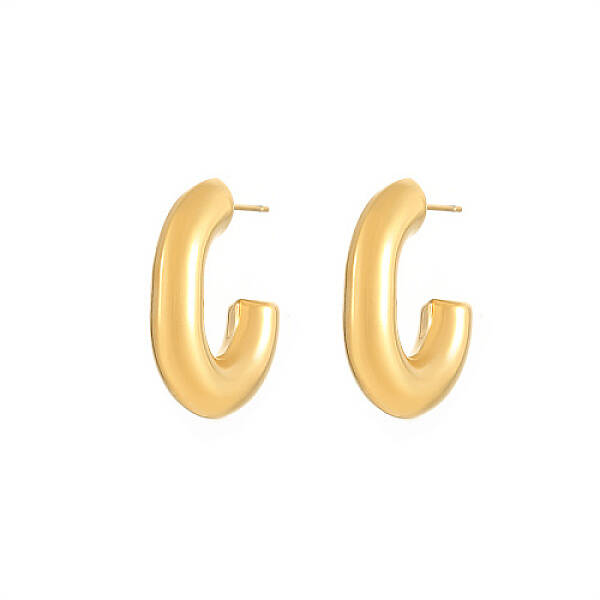 304 Stainless Steel Ring Stud Earrings
