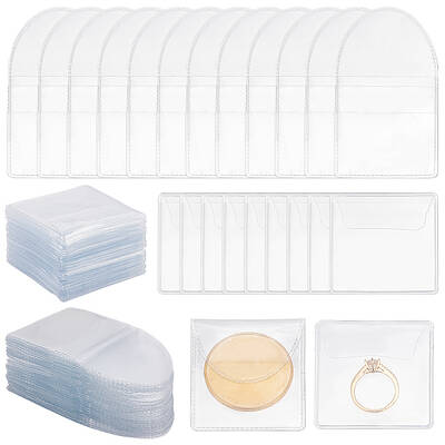 100Pcs 2 Styles Dustproof PVC Commemorative Coin Storage Envelope Bags for Jewelry
