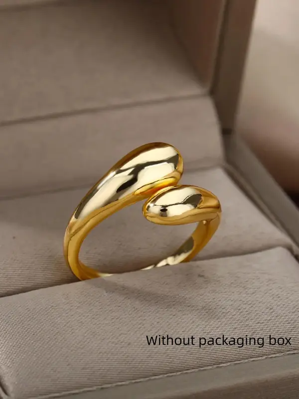 Simple Plain Water Drop Shaped Adjustable Fit Cuff Ring, Creative Copper Elegant Fashion Rings for Women, Elegant All-match F...