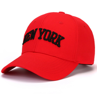 New York Embroidered Baseball Cap for Men and Women, Adjustable 100% Cotton Dad Hat in Red