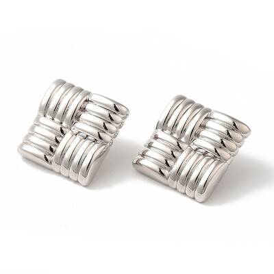 Rack Plating Brass Enamel Stud Earrings