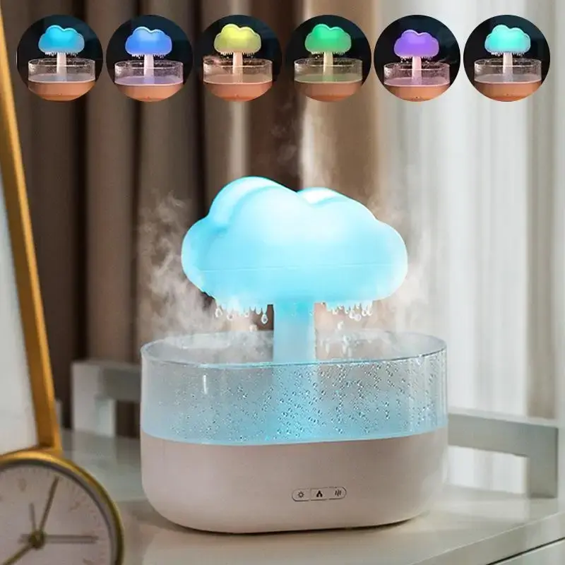 Cloud Shaped Raindrop Aroma Diffuser for Summer, Desk Air Humidifiers with Colorful Night Light, Humidifier Flavored Air, El...