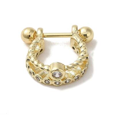 Rack Plating Brass Pave Clear Cubic Zirconia Nose Studs for Women Men