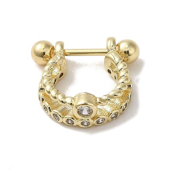 Rack Plating Brass Pave Clear Cubic Zirconia Nose Studs for Women Men