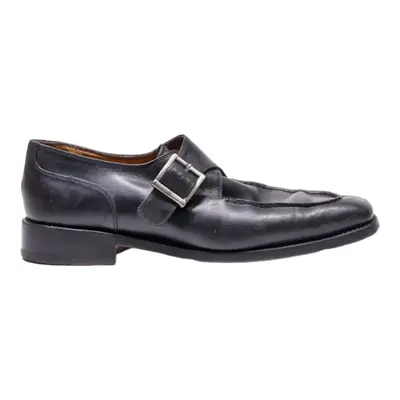 OLDING Monk Shoes Black Leather Mens UK 8.5
