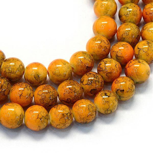 Baking Painted Glass Round Bead Strands