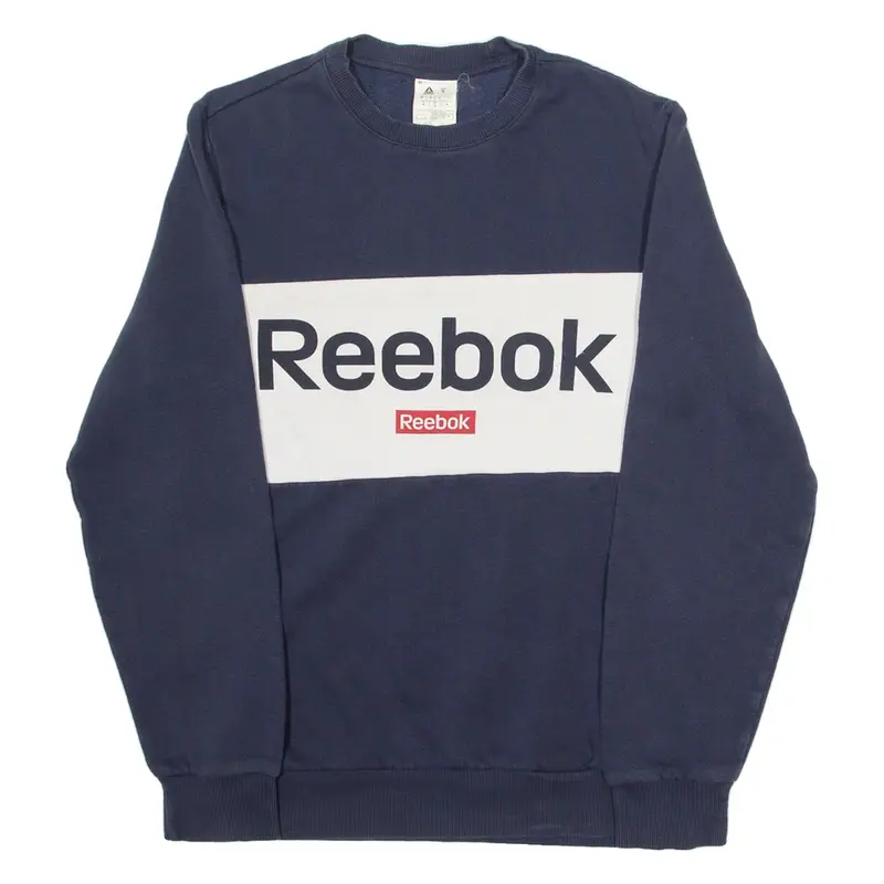 REEBOK Mens Sweatshirt Blue Crew Neck S