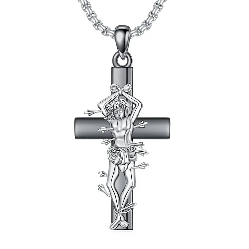 Saint Sebastian Cross Necklace S925 St Sebastian Medal I Can Do All Things Through Christ