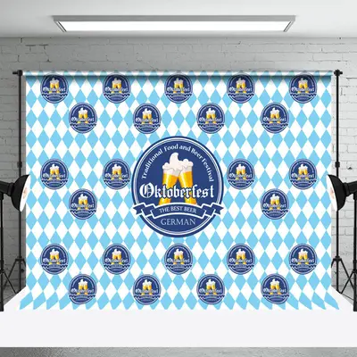 Blue White Rhombus The Best Beer Oktoberfest Backdrop