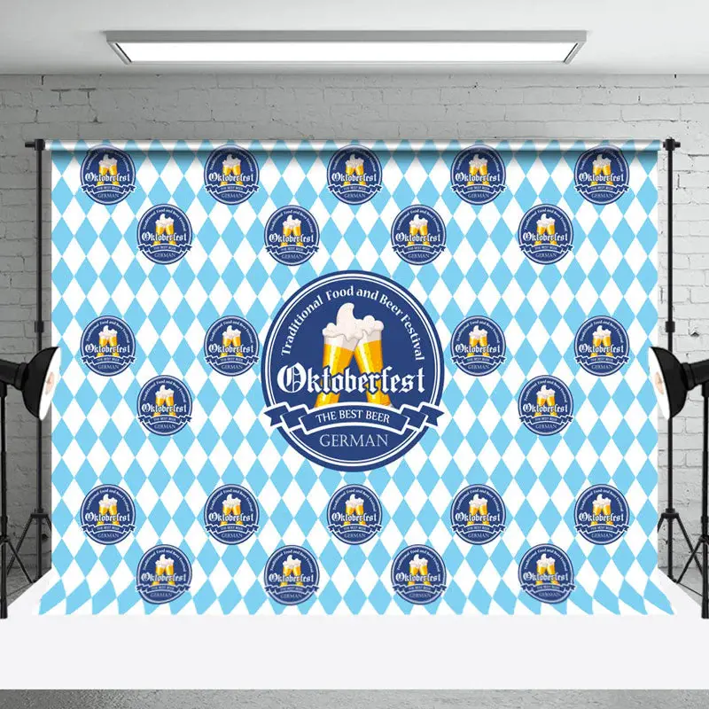 Blue White Rhombus The Best Beer Oktoberfest Backdrop