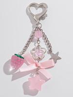Cute Pink Star & Strawberry & Bowknot & Hearts Design Keychain, Fashionable Keychain for Women & Girls, Trendy All-match Keyc...