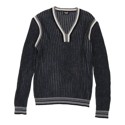 Dolce & Gabbana Striped Jumper - Large Blue Wool