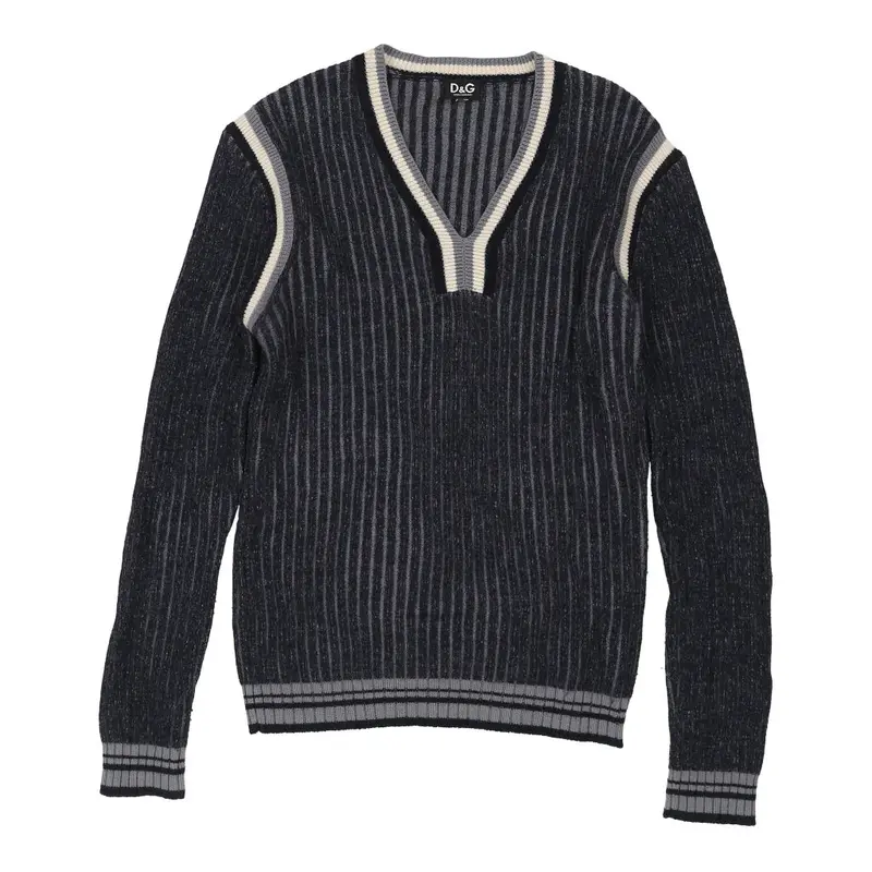 Dolce & Gabbana Striped Jumper - Large Blue Wool