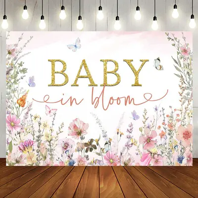 Baby In Bloom Spring Wildflower Butterfly Backdrop