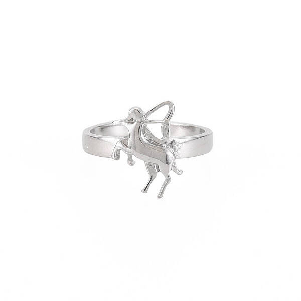 Non-Tarnish 304 Stainless Steel 12 Constellations/Zodiac Signs Open Cuff Ring for Women