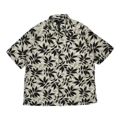 Axcess Floral Hawaiian Shirt - XL Black & White Rayon