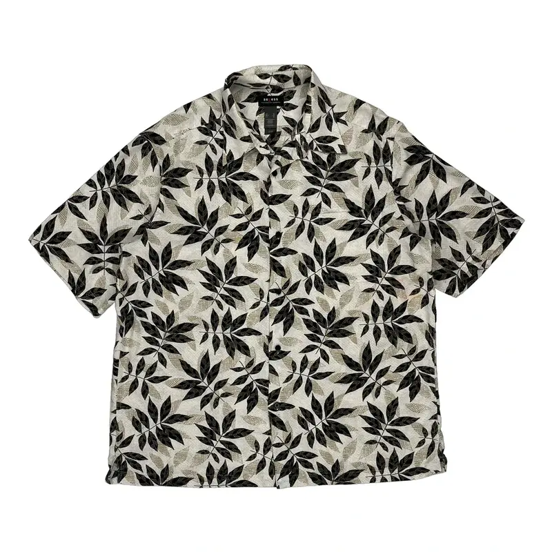 Axcess Floral Hawaiian Shirt - XL Black & White Rayon
