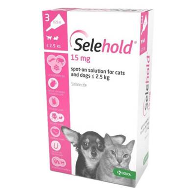 Selehold (Generic Revolution) For Puppy/Kittens Upto 5.5lbs (Pink) 15mg/0.25ml 3 Pack
